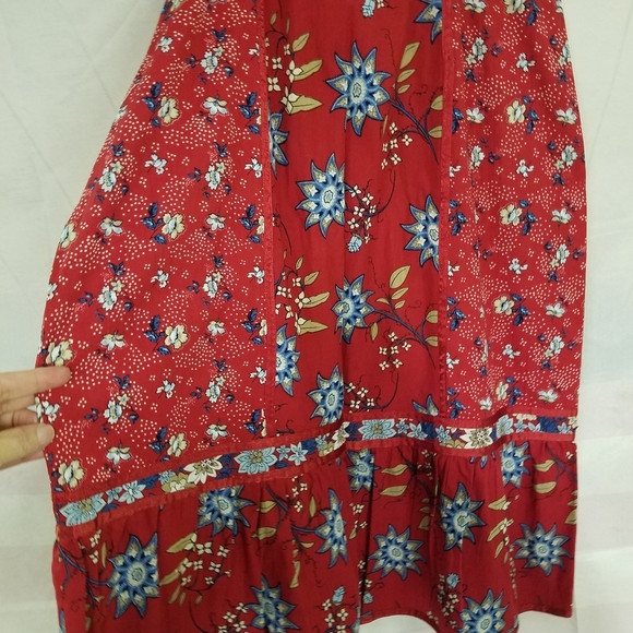 Rhythm Blue Red Floral Skirt Medium Side Clousure - Picture 4 of 7